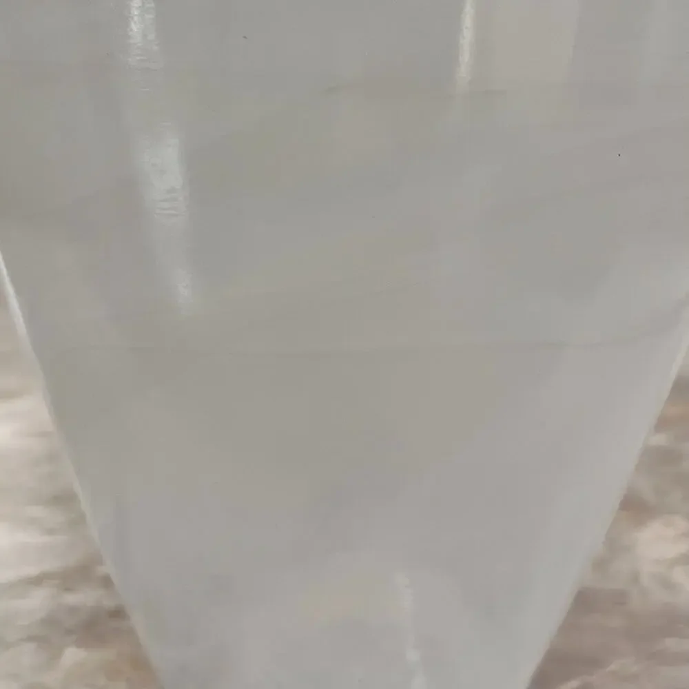White Opulent Swirls Glass Art Oval Round Vase 7.25